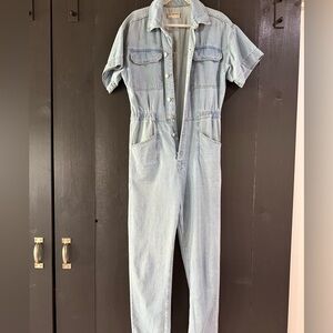 FREE PEOPLE - We The Free Light Blue Denim Jumpsuit